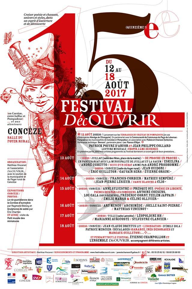 La Corrèze accueille Patrick POIVRE D'ARVOR, Anne SYLVESTRE, Jean GUIDONI, Art MENGO, Mathieu SEMPÉRÉ, Gauvain SERS...