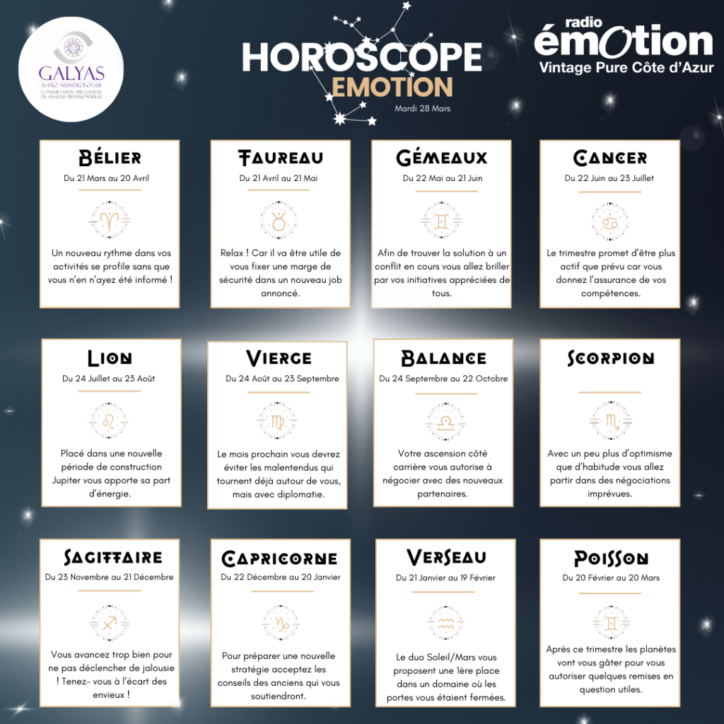 HOROSCOPE : MARDI 28 MARS 2023