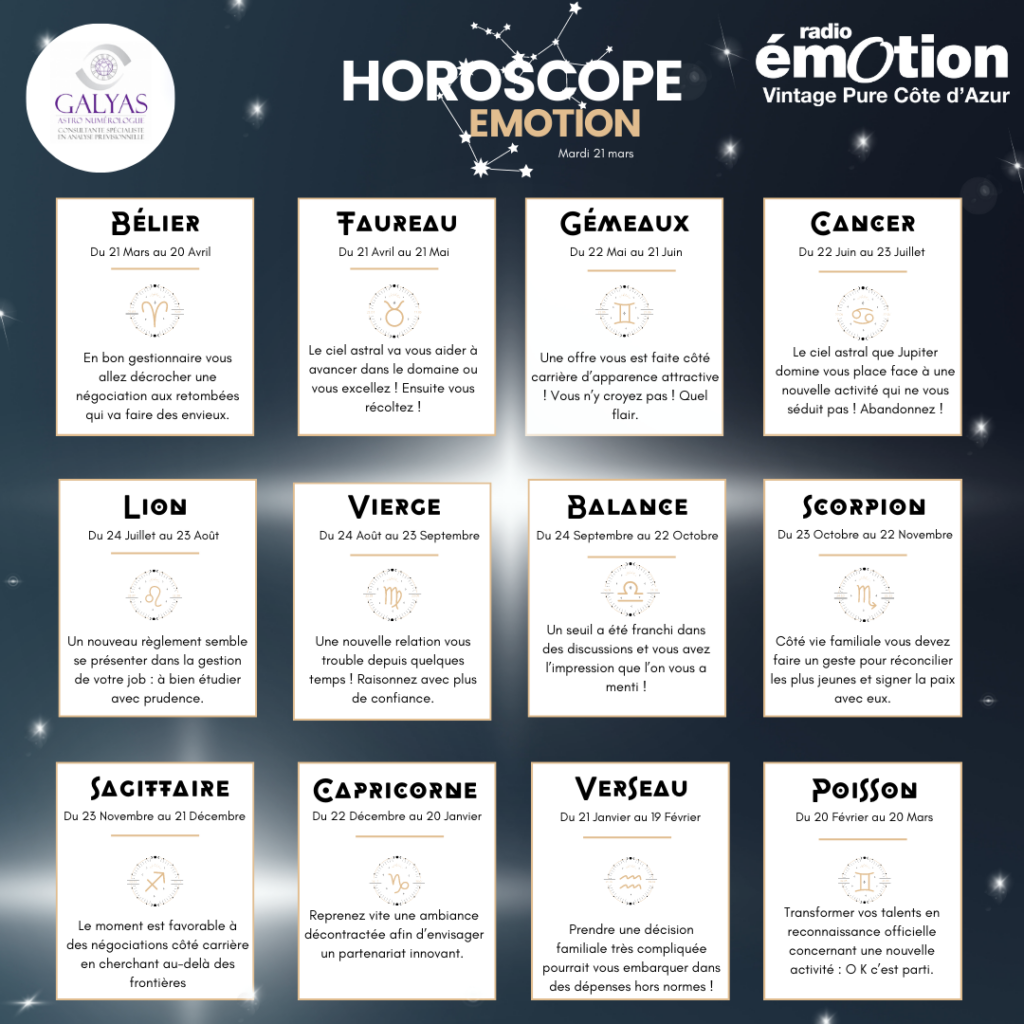 HOROSCOPE : MARDI 21 MARS 2023